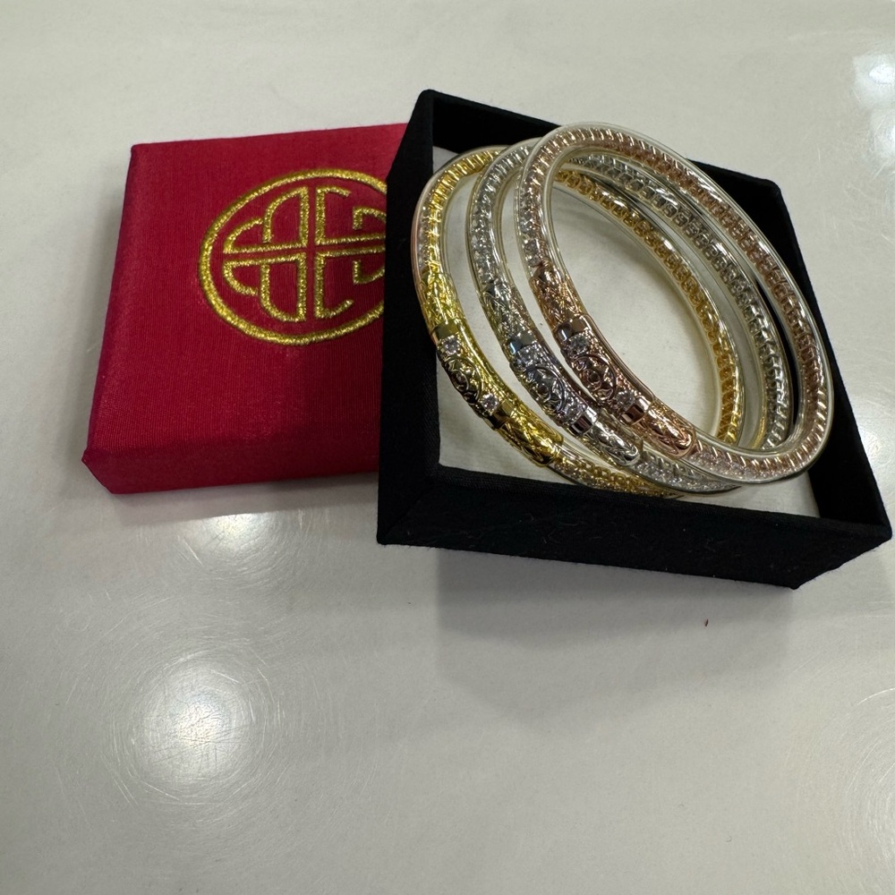 Budhagirl Three Queens Crystal All Weather Bangles Bracelet Set